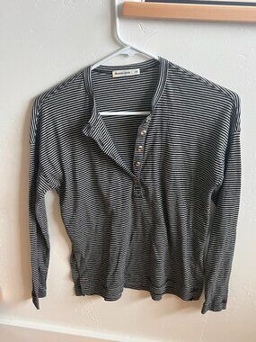 Marine Layer Striped Henley Long Sleeve Shirt sz XS